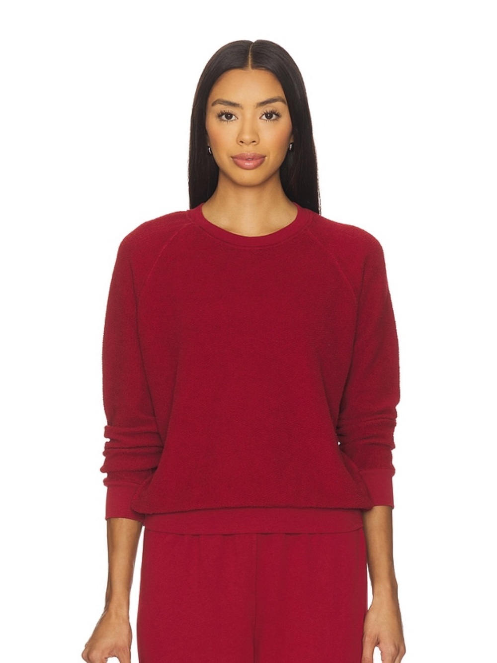perfectwhitetee Women's Crewneck Sweater in maroon